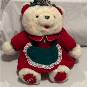 Vintage Kmart Christmas Dress Teddy Bear